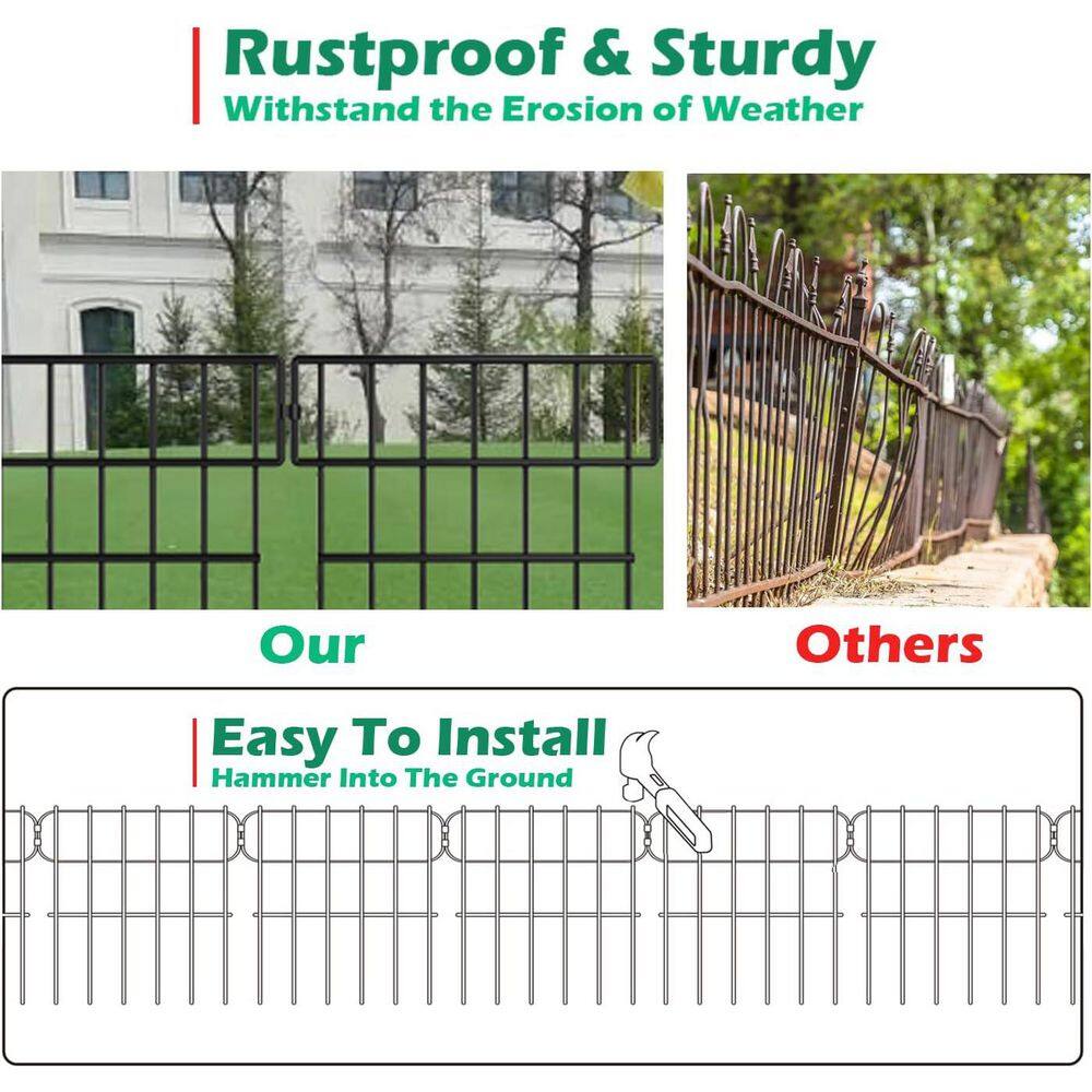 17 in. Rustproof Metal Wire Garden Fence 27 ft. Decorative Border Fence Animal Barrier 25 Pack - Hercitys