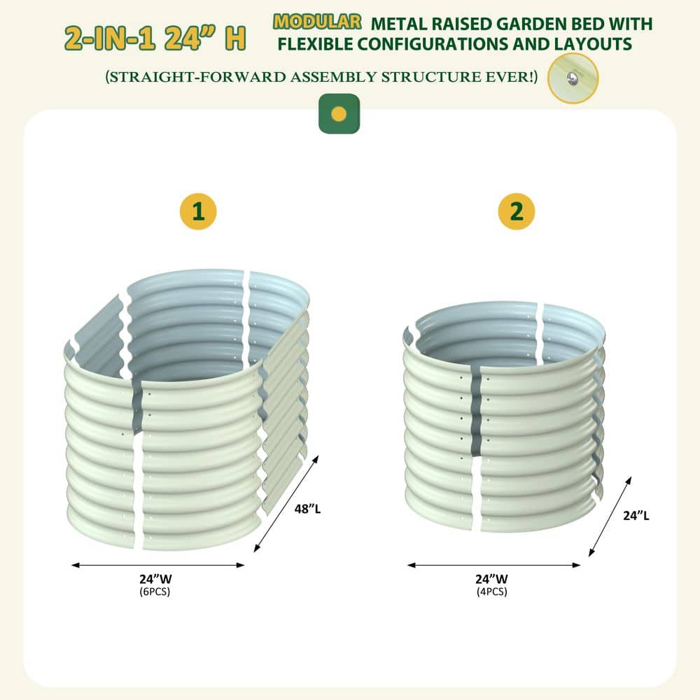 4 ft. x 2 ft. x 2 ft. Galvanized Steel Raised Garden Bed Planter Box Outdoor, Pearl White - Hercitys