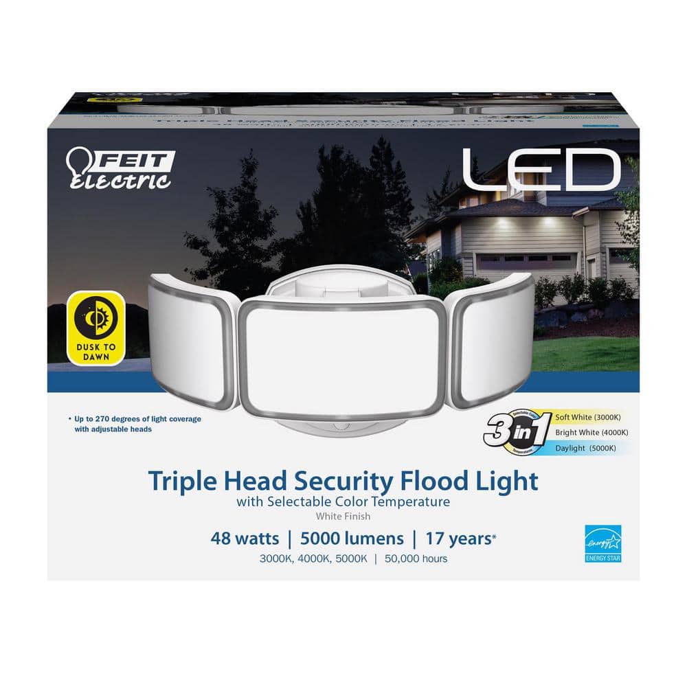 48-Watt 5000 Lumens White Dusk to Dawn LED Hardwired Security Flood Light - Hercitys