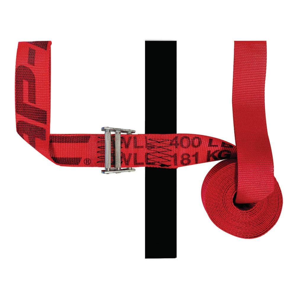 15 ft. x 2 in. Hand Truck Strap with Hook and Loop Storage Fastener in Red - Hercitys