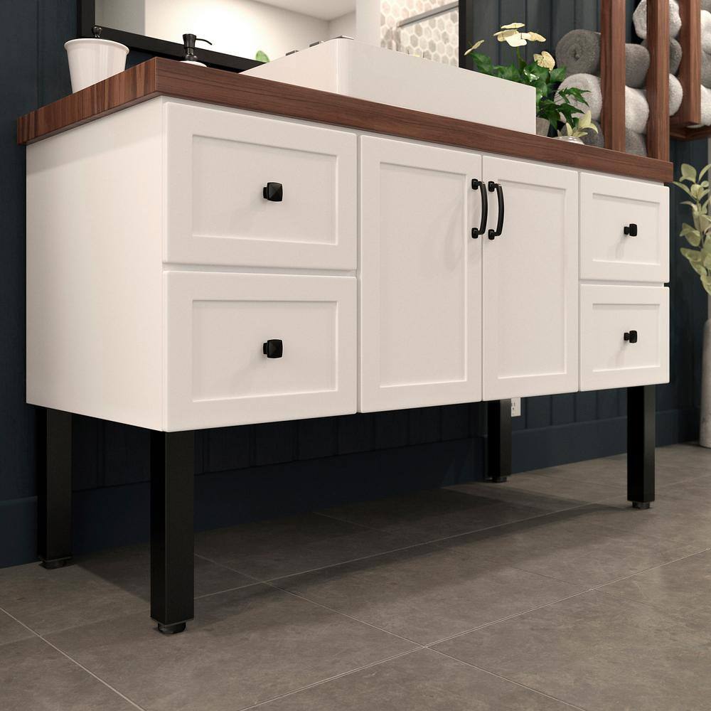 (4-Pack) 11 3/4 in. (300 mm) Matte Black Metal Square Furniture Leg with Leveling Glide - Hercitys