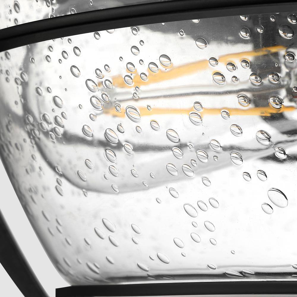 12.8 in. 2-Light Matte Black Barreled Cage Flush Mount Ceiling Light - Hercitys