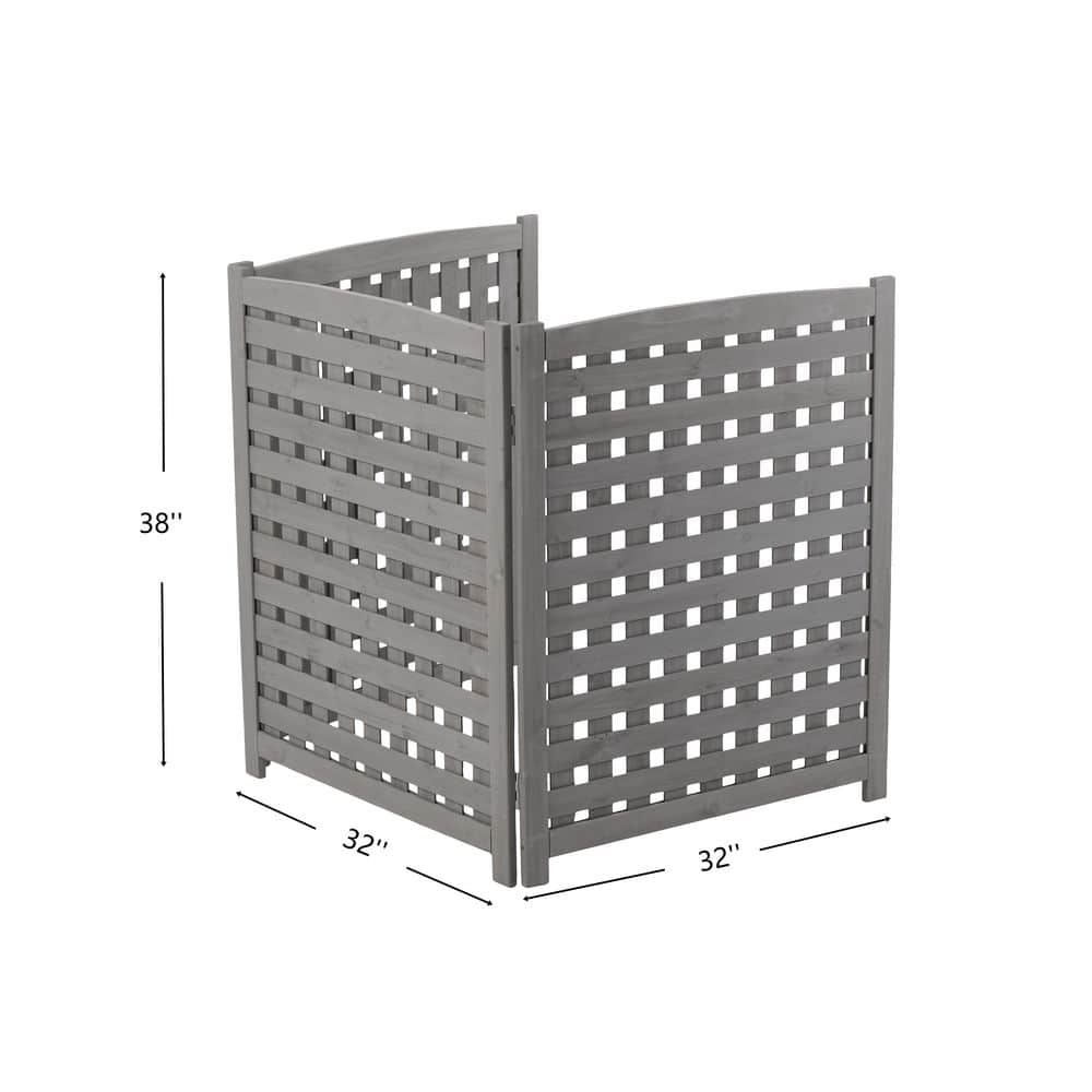 32 in. Grey Solid Wood Garden Fence-Stylish 3-Panel Privacy Screen for Enhanced Outdoor Aesthetics - Hercitys