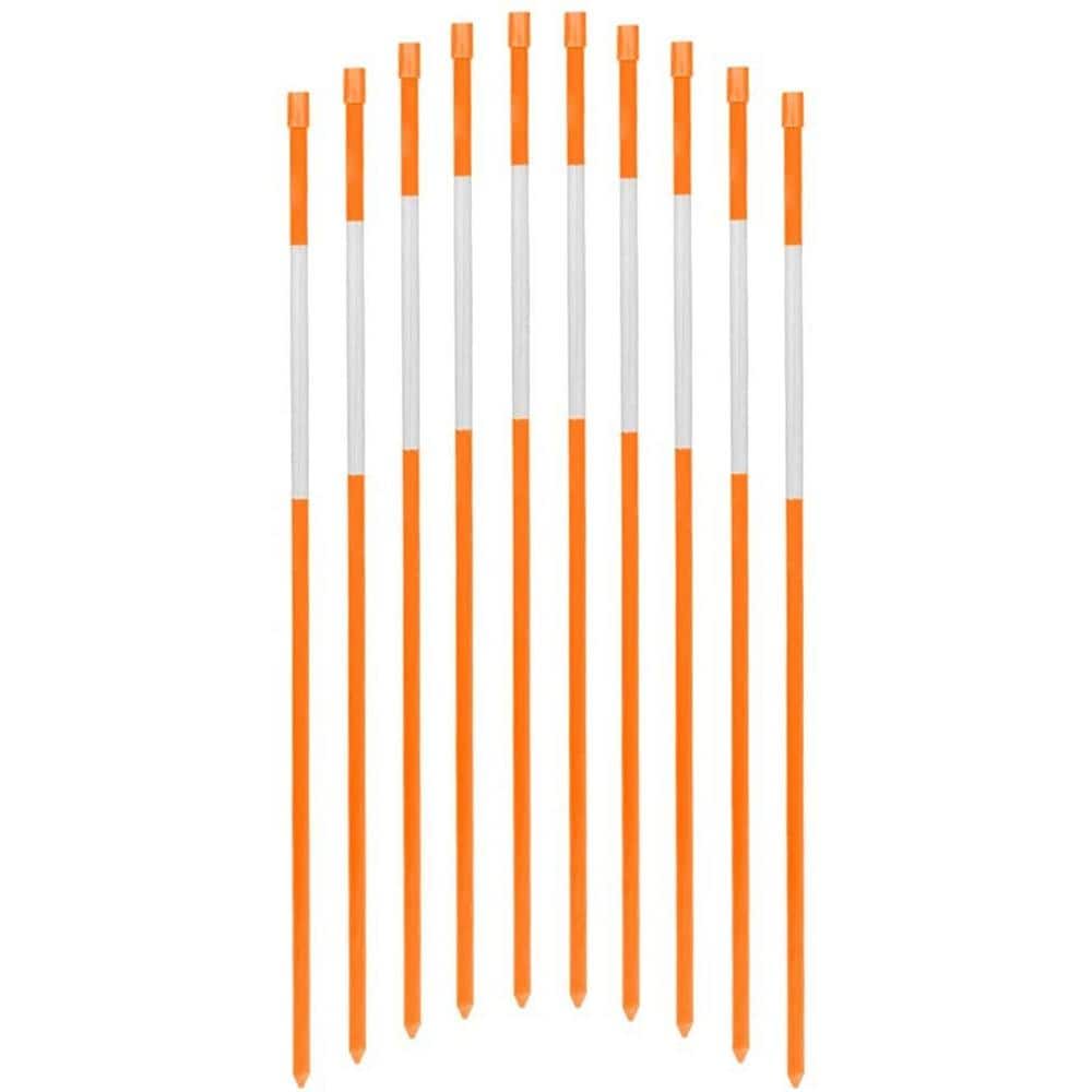 36 in. Driveway Markers 1/4 in. Dia Driveway Poles for Easy Visibility at Night Reflective, Orange (10-Pack) - Hercitys