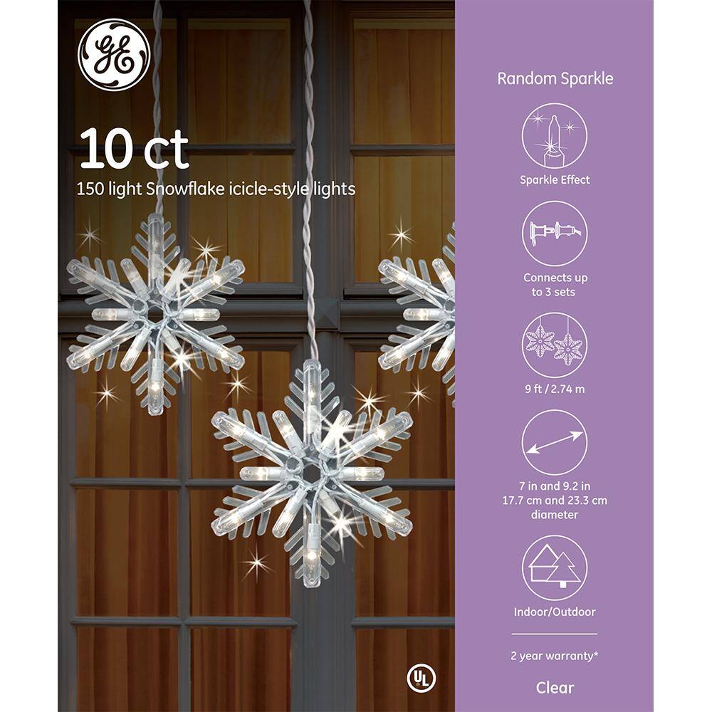 150-Light Clear Random Sparkle Snowflake Icicle Light Set - Hercitys