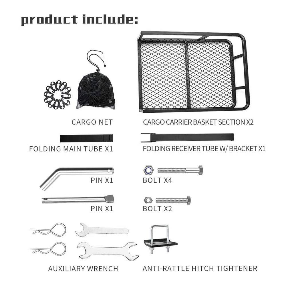 500 Pound Capacity Folding Steel Mesh Cargo Carrier Luggage Basket - Hercitys