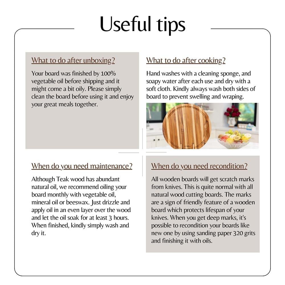 15.8 in. x 15.8 in. Round Teak Wood Reversible Chopping Serving Board Cutting Board with Juice Groove - Hercitys