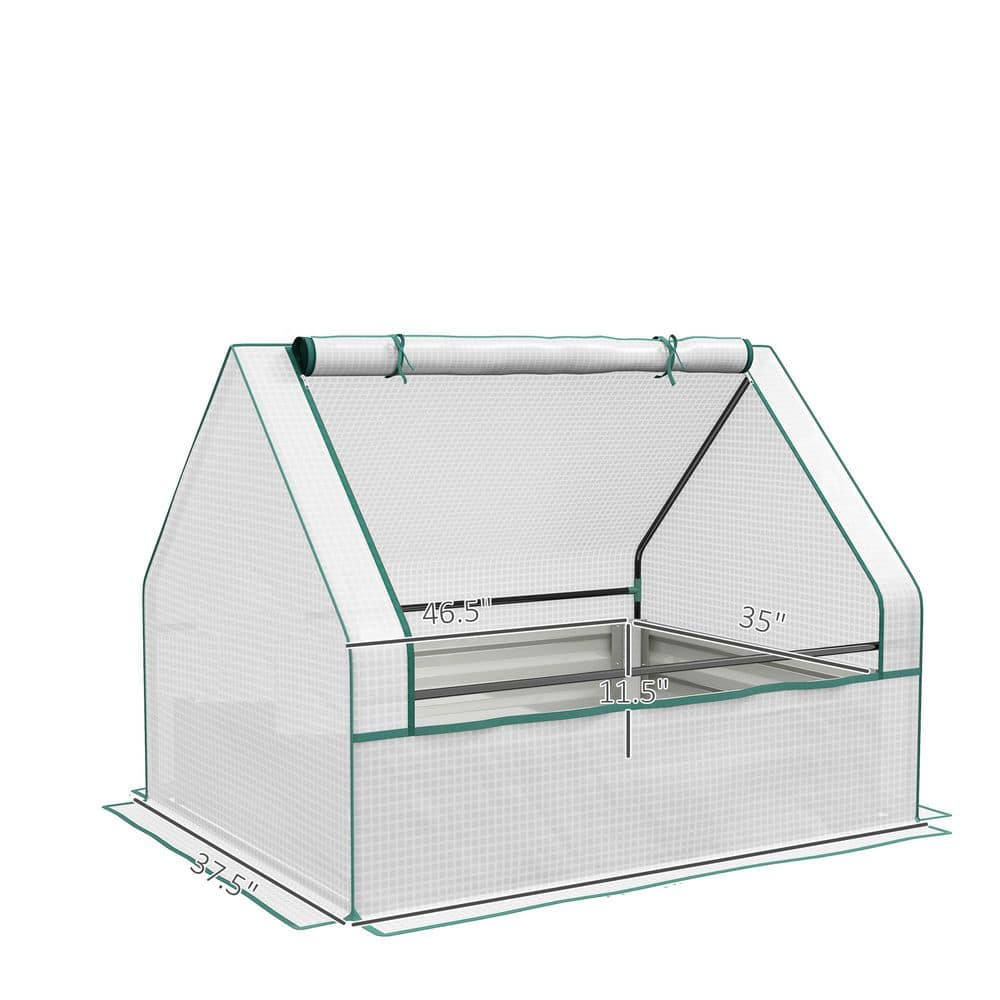 49.25 in. W x 37.5 in. D x 36.25 in. H Galvanized Steel Raised Garden Bed with Mini Greenhouse - Hercitys