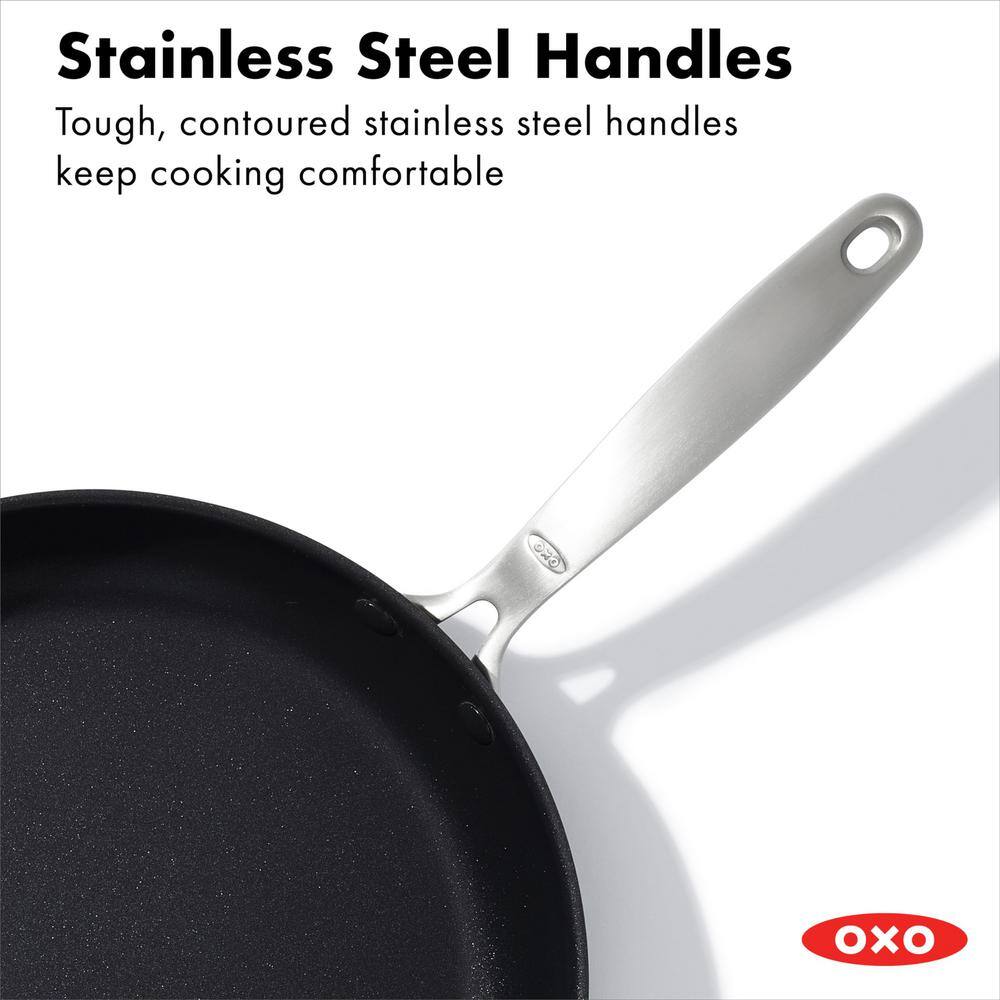 12 in. Hard-Anodized Aluminum 3-Layer German Engineered Nonstick Frying Pan with Glass Lid Stainless Steel Handle - Hercitys