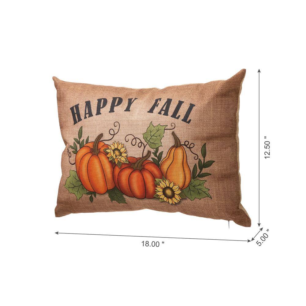 18 in. L Faux Burlap Fall Pumpkin Pillow - Hercitys