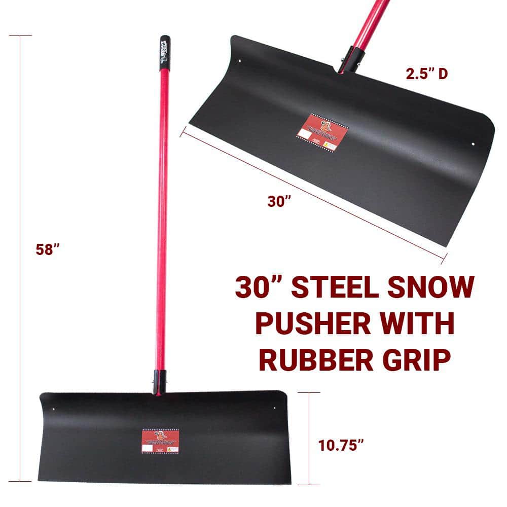 30 in. Steel Snow Pusher with Fiberglass Long Handle - Hercitys