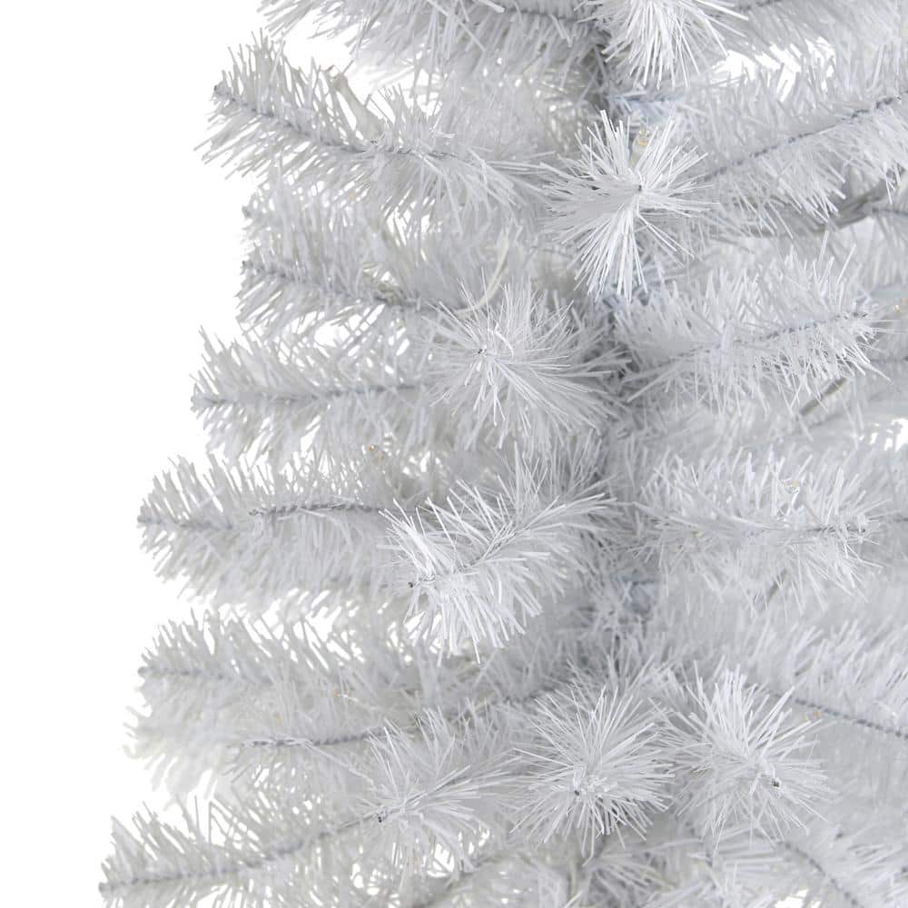 2 ft. Pre-Lit White Artificial Christmas Tree with 35 Battery Operated Clear LED Lights - Hercitys