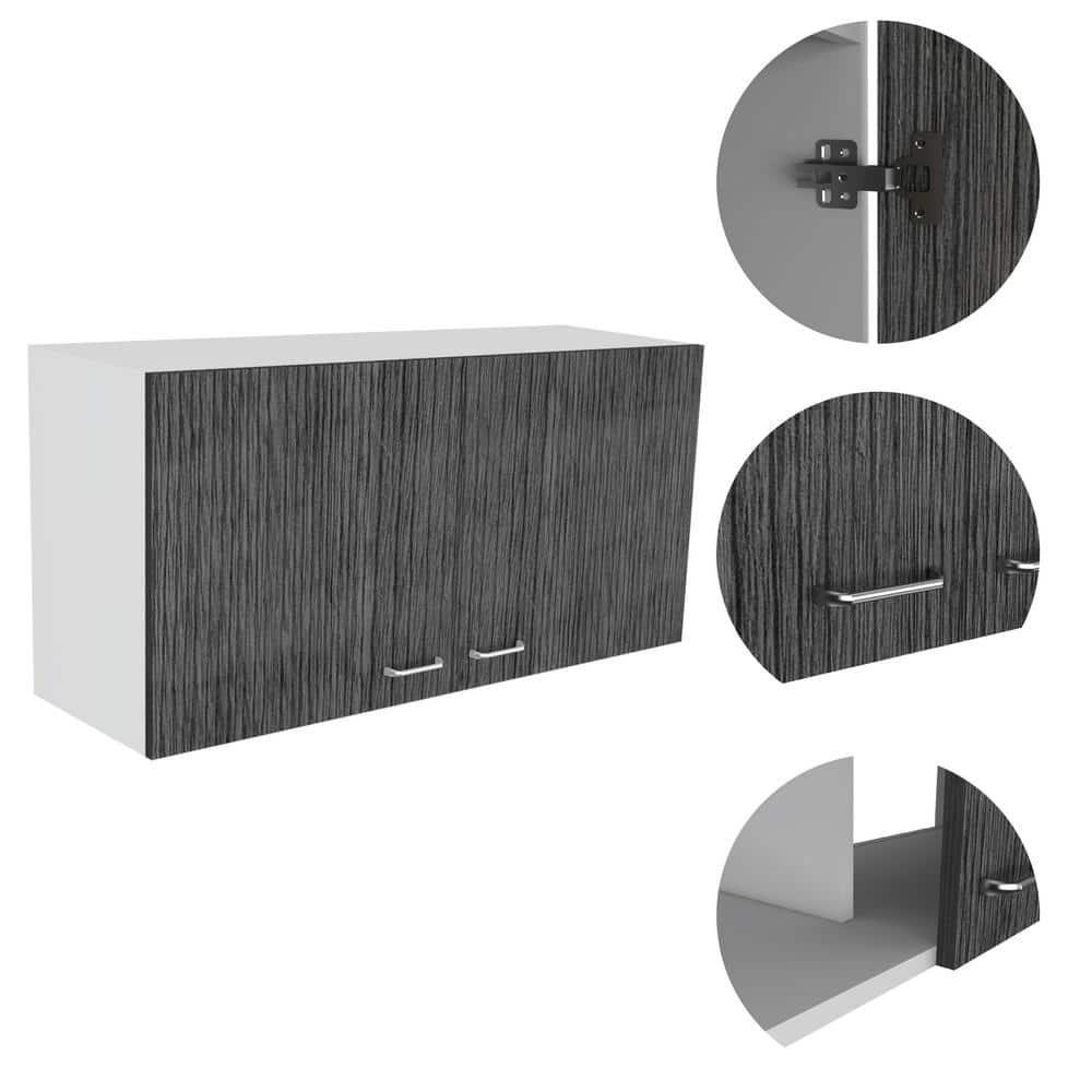 39.3 in. W x 12.6 in. D x 19.3 in. H Ready to Assemble Wall Cabinet in Smokey and White with Double Door - Hercitys