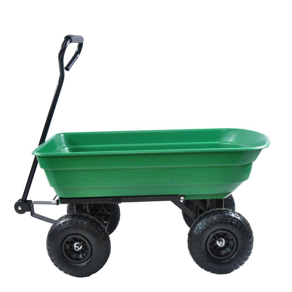2.5 cu. ft. Metal Garden Cart with Steel Frame and 10 in. Pneumatic Tires 300 lbs. - Hercitys