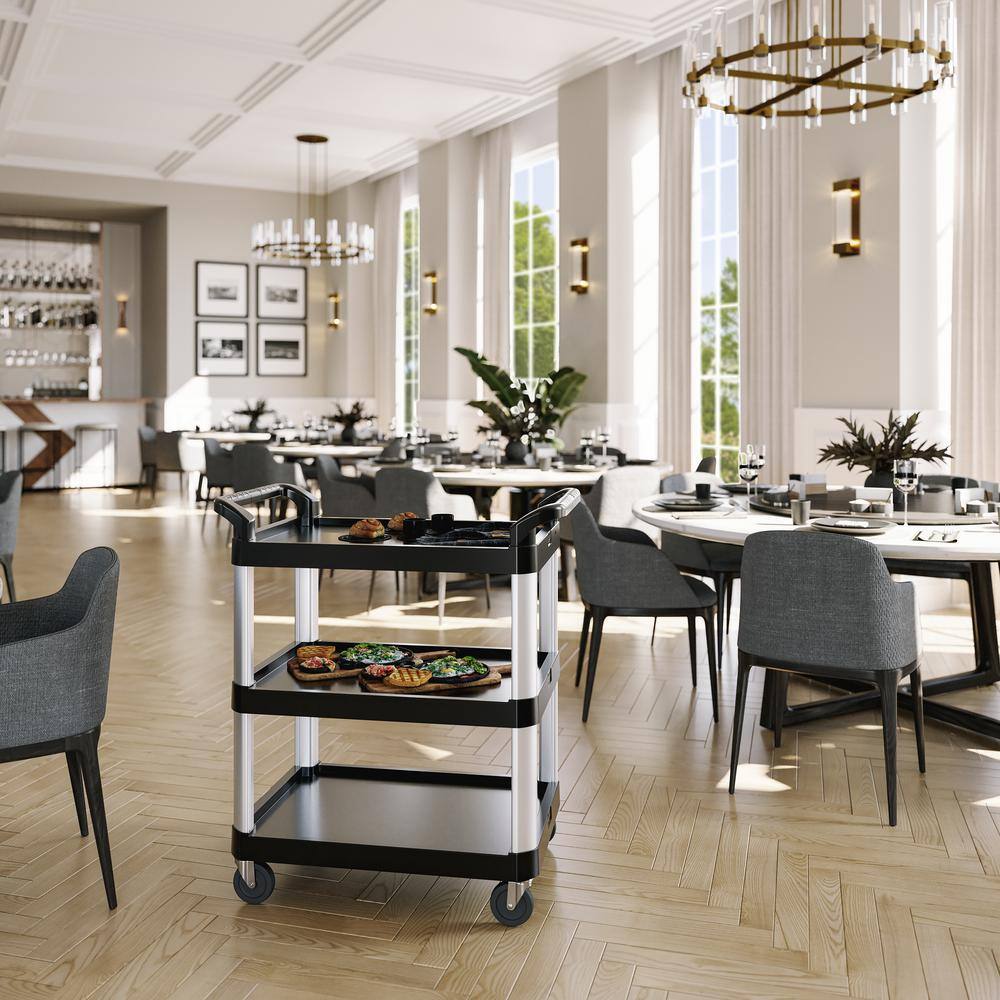 3-Shelf Plastic Wheeled Service Cart - Hercitys