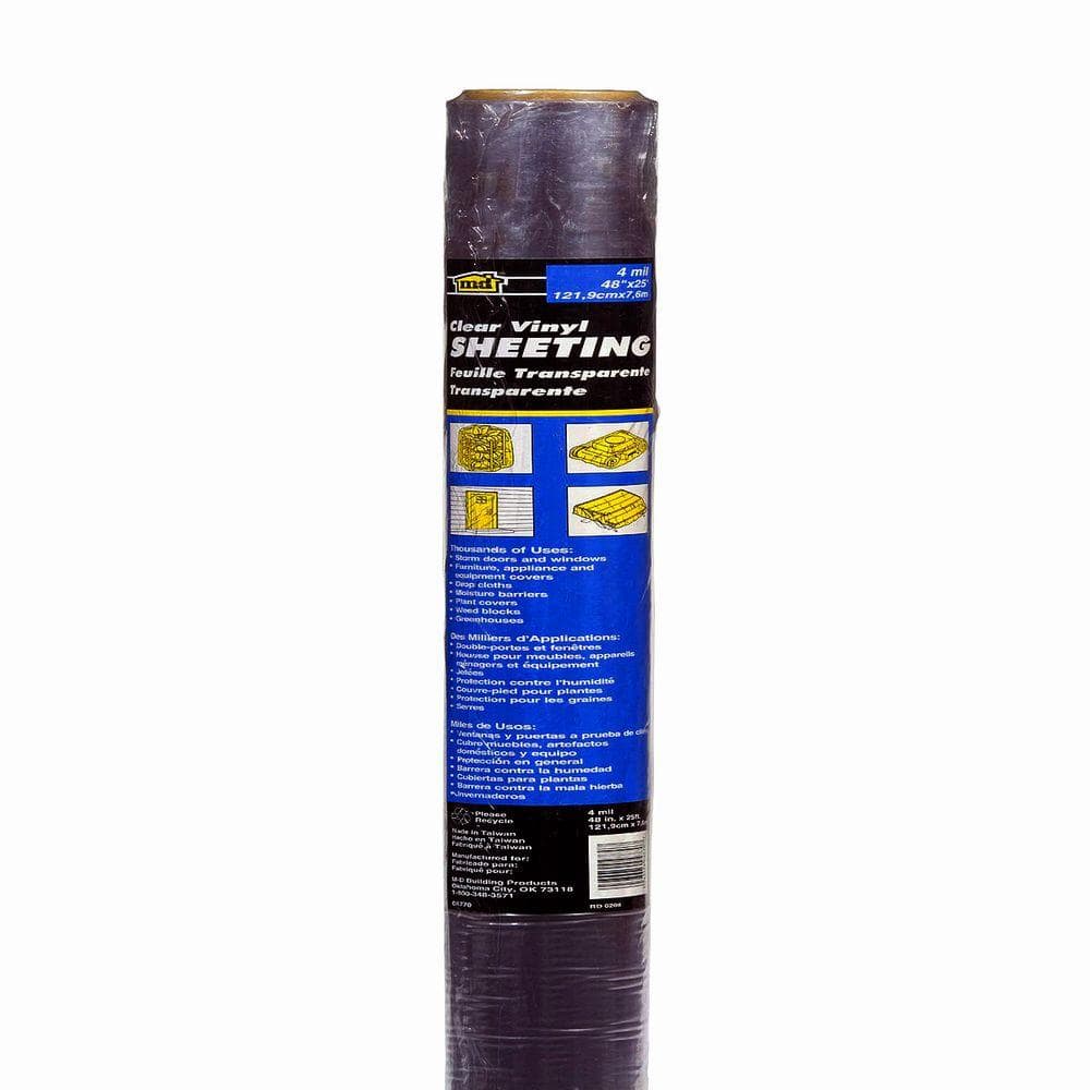 36 in. x 25 ft. 4 Mil Clear Vinyl Sheeting Weatherstrip Adhesive - Hercitys