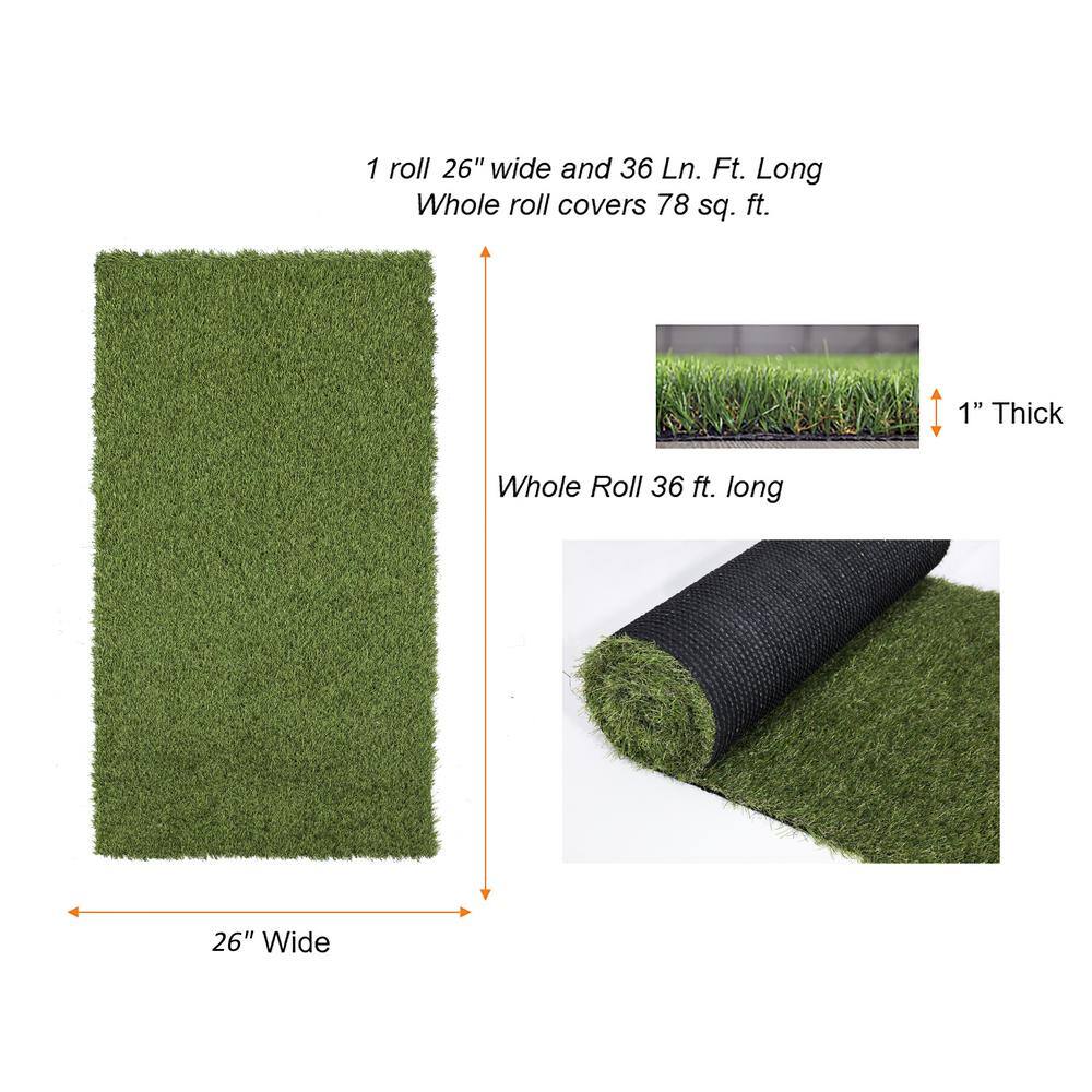 26 in. x 36 ft. Green Artificial Grass Runner Rug - Hercitys