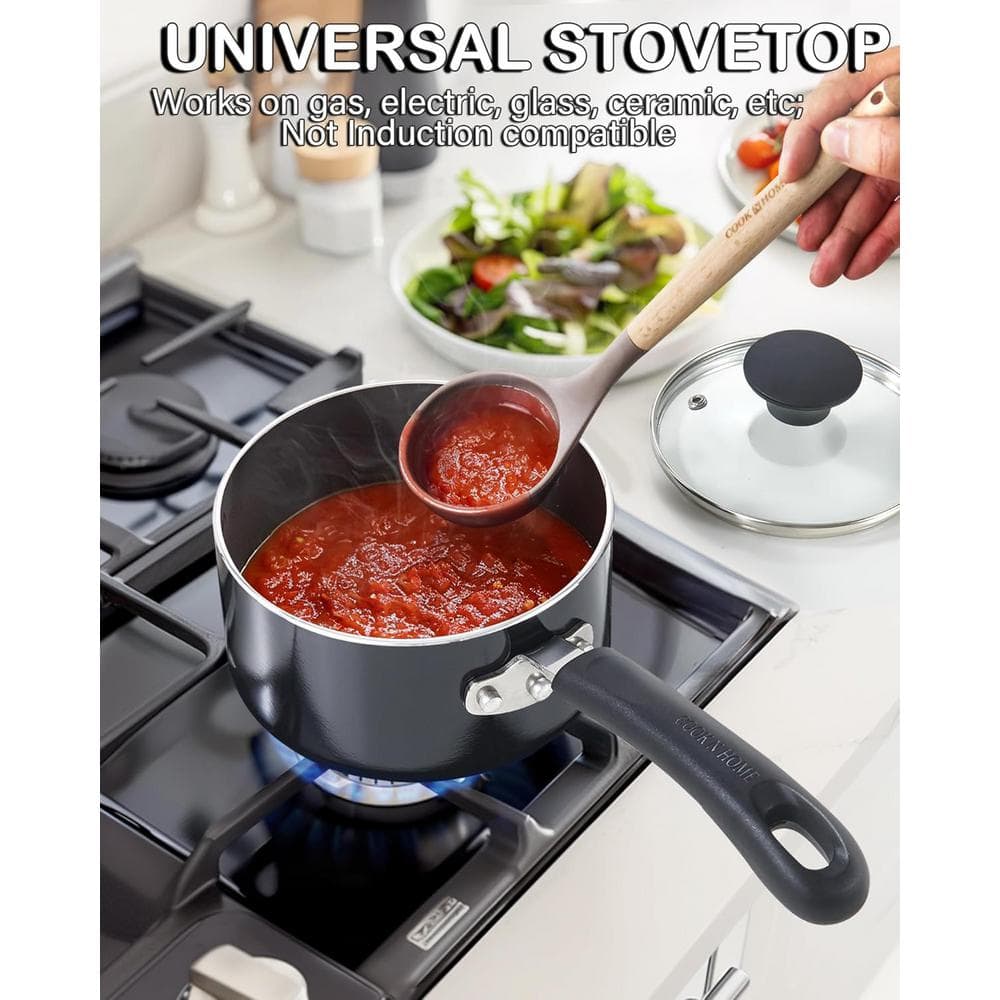 2-qt. Aluminum Nonstick Saucepan Kitchenware, Black - Hercitys