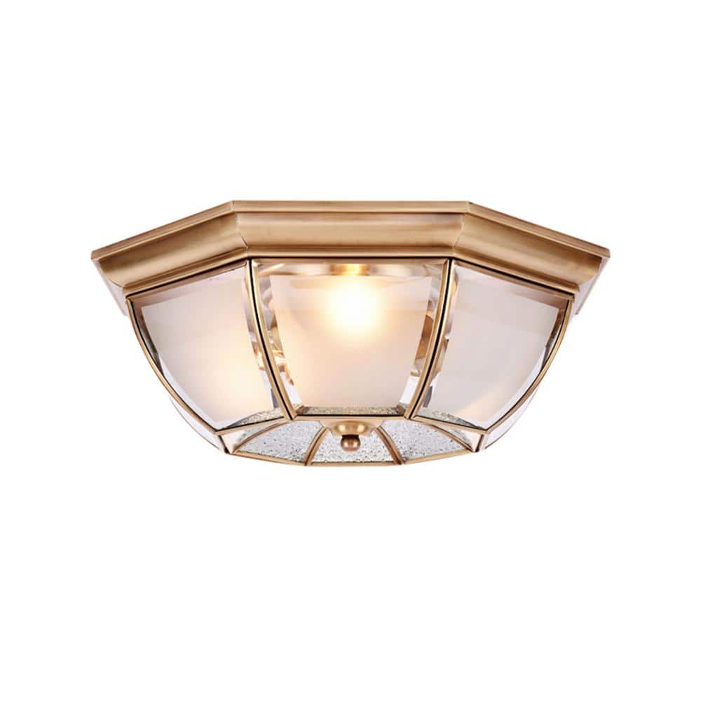 20 in. 4-Light Gold Tiffany Style Flush Mount Ceiling Light with Clear Glass Shade and No Bulbs Included - Hercitys