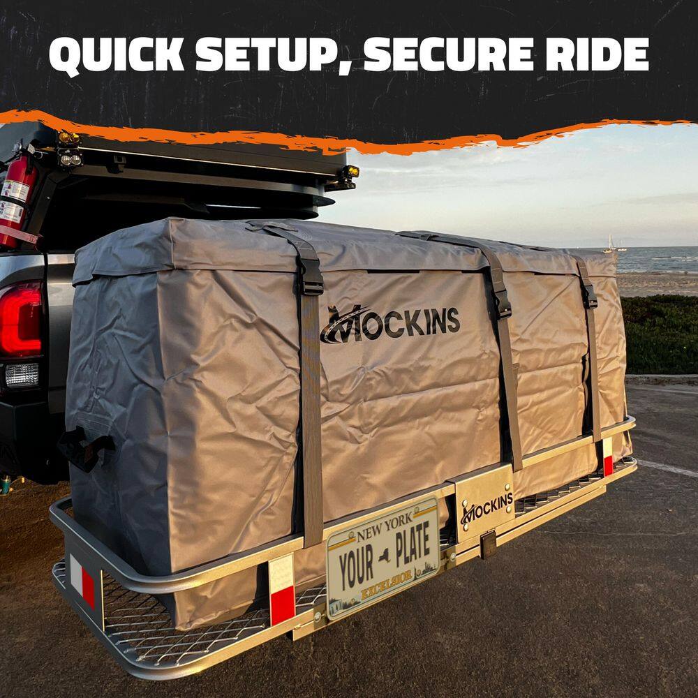 16 Cu. Ft. Waterproof Gray Trailer Hitch Cargo Carrier Bag (58 in.x20 in.x24 in.) w/ Buckle Straps, Lock and Carry Case - Hercitys