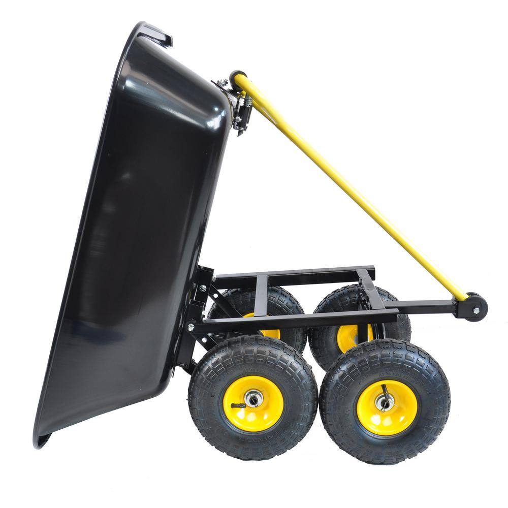 2 cu. ft. Steel Garden Cart, Folding Car Poly Dump Truck with Steel Frame, 10 in. Pneumatic tire, Black - Hercitys