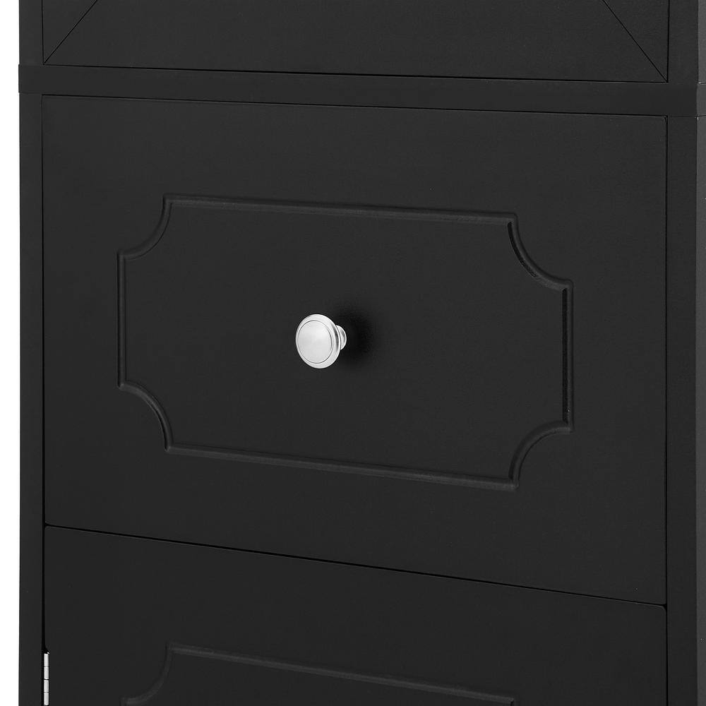 16.5 in W x 14.2in D x 63.8in H in MDF Board Ready to Assemble Freestanding Bath Cabinet in Black with Adjustable Shelf - Hercitys