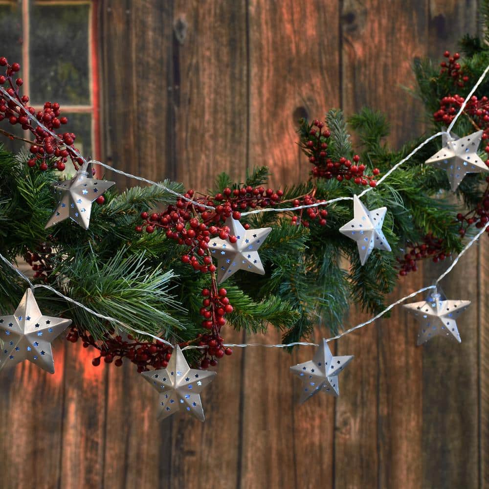 20 LED Steady White Lights Metal Silver Stars Solar String Lights - Hercitys