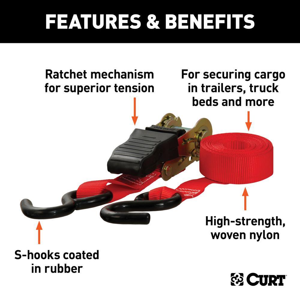 10′ Red Cargo Straps with S-Hooks (500 lbs., 2-Pack) - Hercitys
