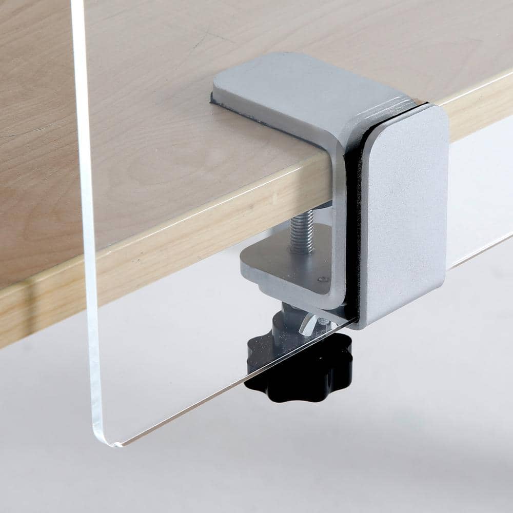 23.5 in. x 31.5 in. Clear Acrylic Personal Protection Equipment Panel/Silver Clamp Pack Of (1-Piece) - Hercitys