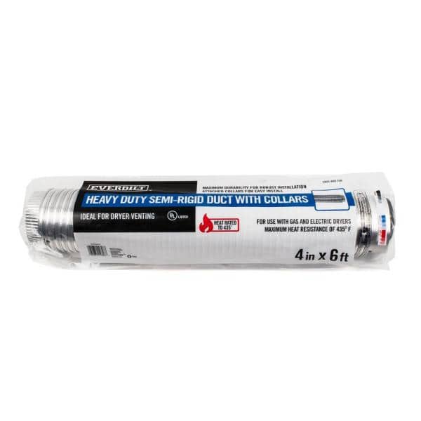 4 in. x 6 ft. Heavy Duty Aluminum Duct with Collars - Hercitys
