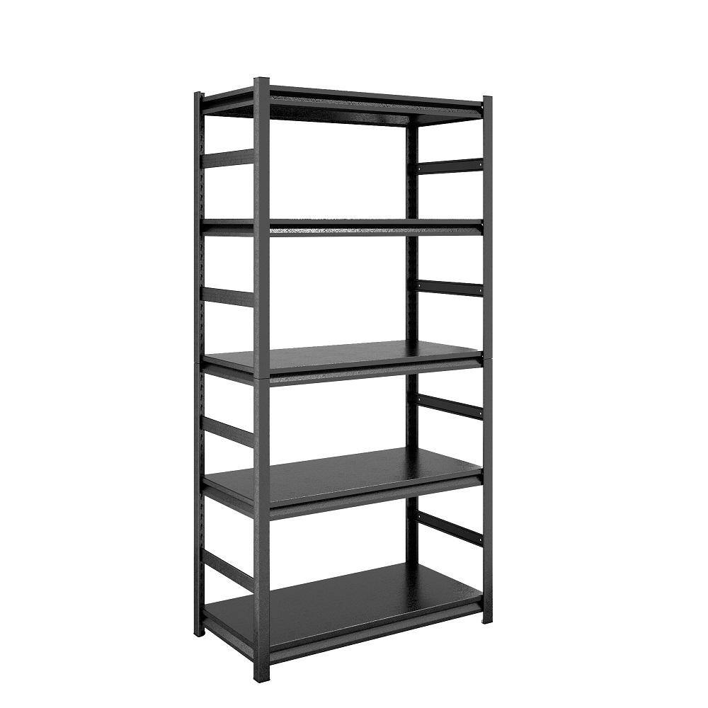 5-Tier Black Adjustable Heavy Duty Metal Garage Shelving Unit Utility Rack (31.5 in. W x 63 in. H x 15.75 in. D) - Hercitys