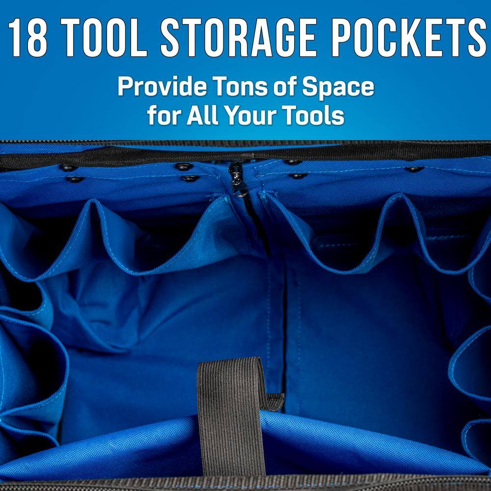 16 in. 18-Pockets Professional Rolling Tool Bag - Hercitys