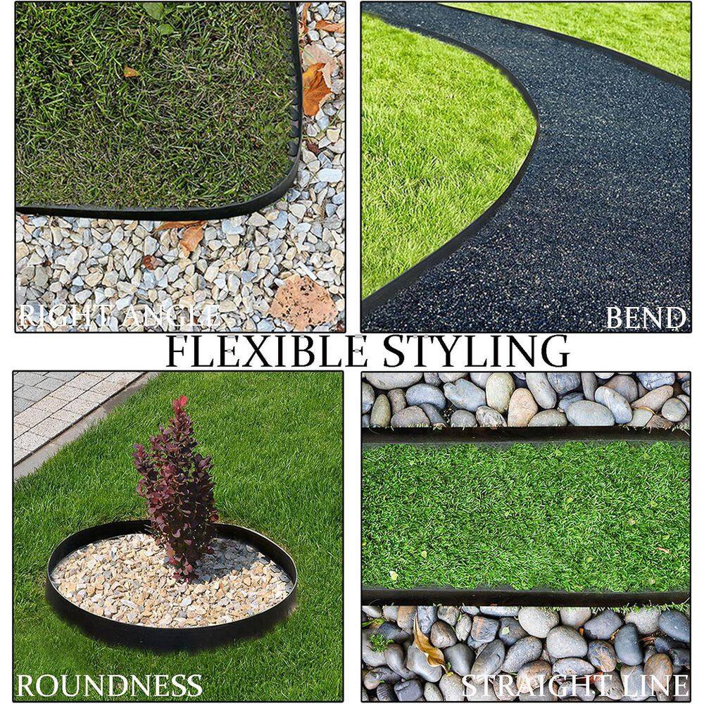 33 ft. x 4 in Black Plastic Garden Edging with 30 Stakes - Hercitys