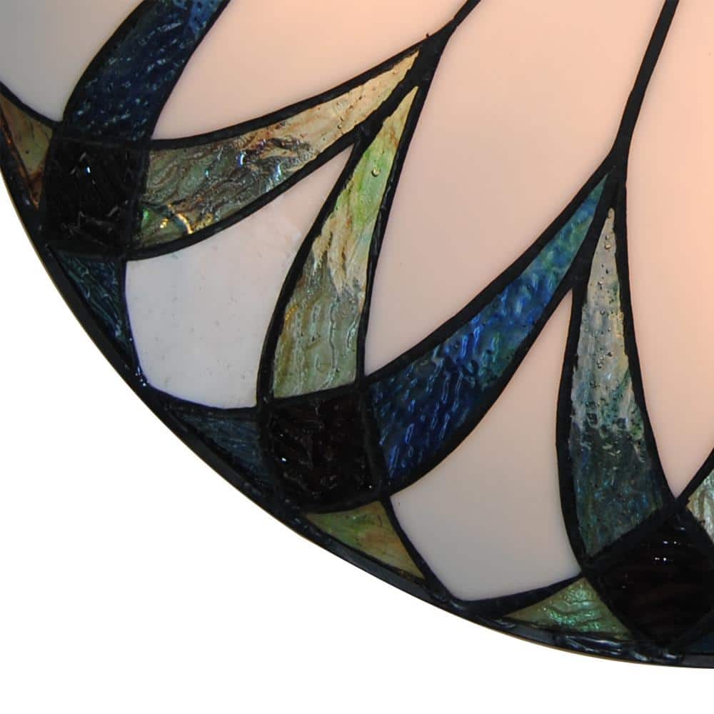 18 in. 3-Light Retro Elegant Stained Glass Flush Mount Ceiling Light - Hercitys