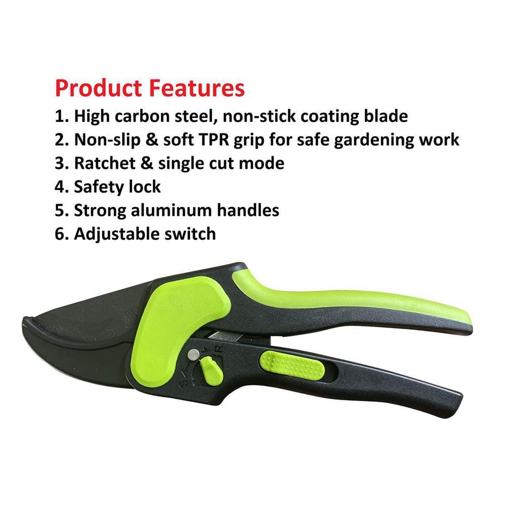 2 in. 1 Ratchet Pruning Shears Hand Pruner - Hercitys