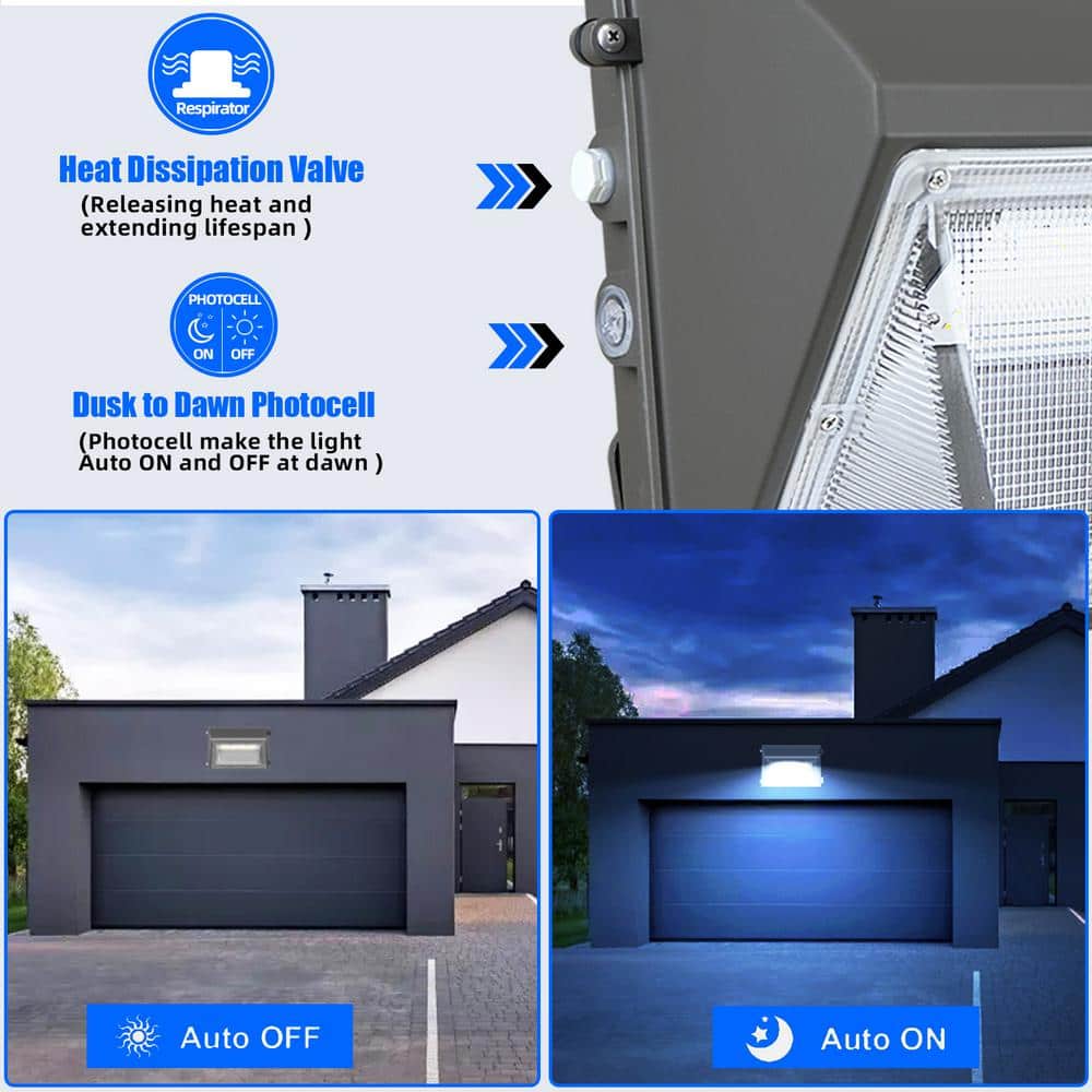 2PCS 1000-Watt Equivalent Integrated LED Bronze Dusk to Dawn Wall Pack Light,5000K Outdoor Commercial LED Lighting 150W - Hercitys