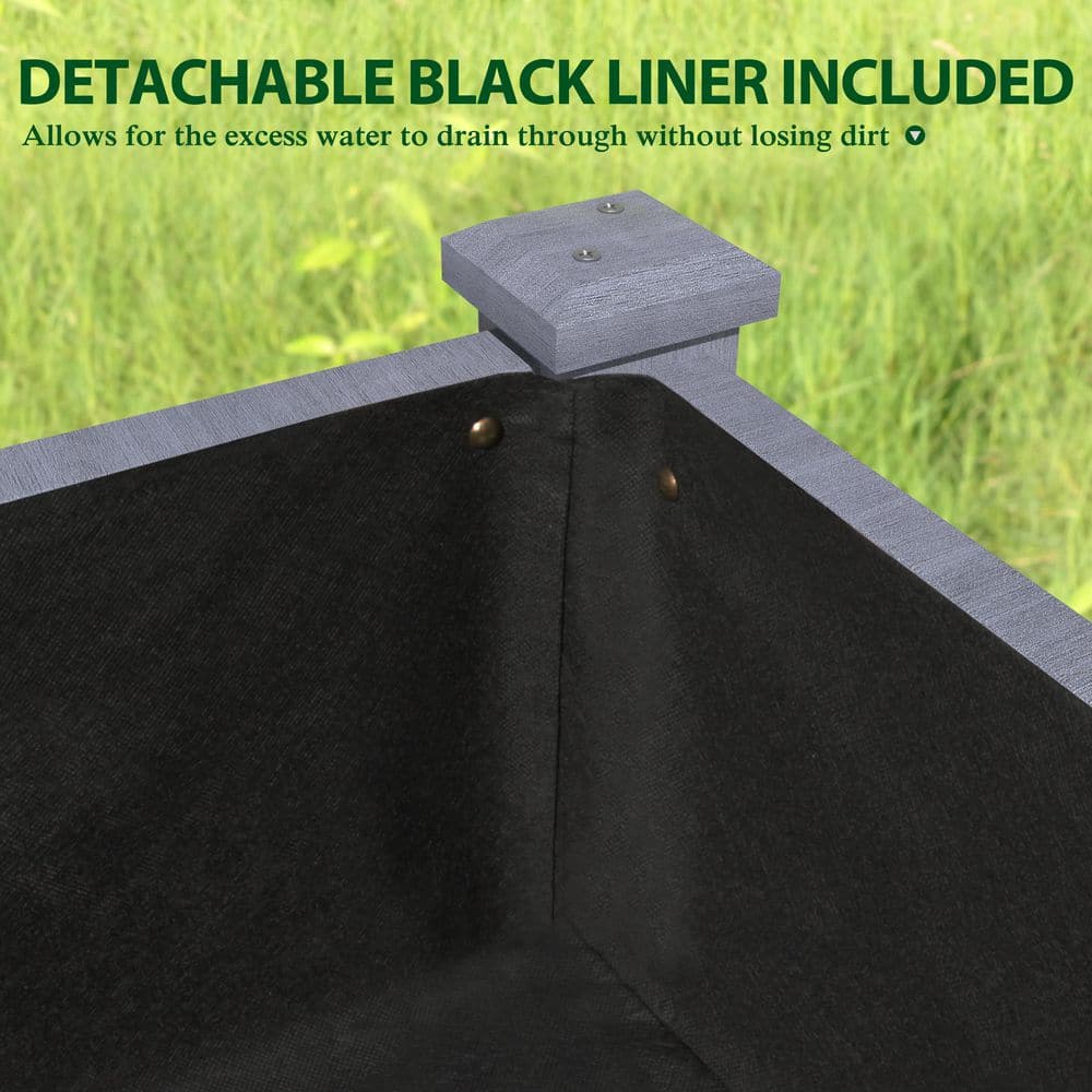 47 in. L x 23 in. W x 30 in. H Cedar Wood Raised Garden Bed, Elevated Planter Box with Liner, Gray - Hercitys