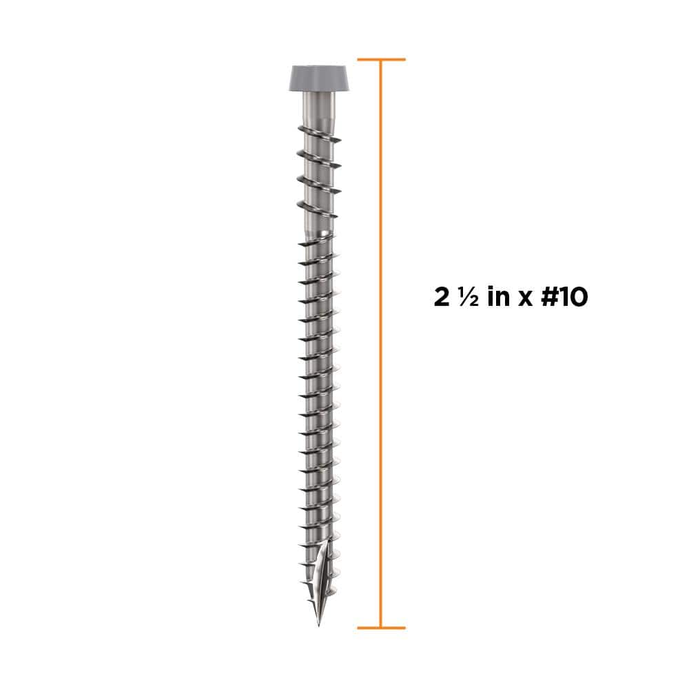 #10 2-1/2 in. 316 Stainless Steel Star Drive Gray Composite Deck Screws (350-Count) - Hercitys