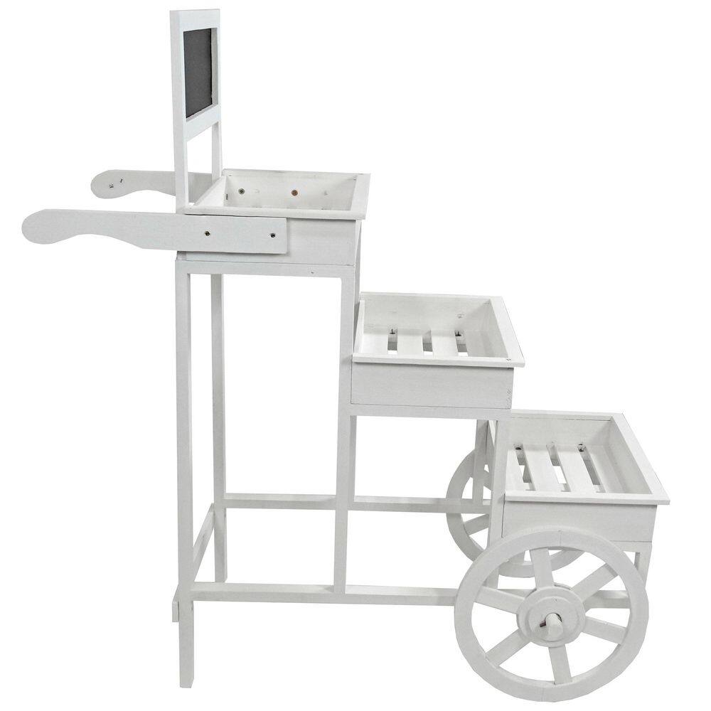3-Tiered Fir Wood 9.5 in. L x 15 in. W x 2.75 in. H x 20.5 in. D Plant Stand with Chalkboard-White - Hercitys