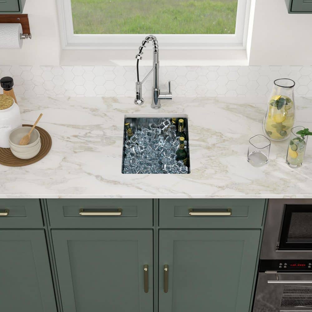 15 in. Small Undermount Sink Single Bowl 16-Gauge Brushed Stainless Steel Kitchen Sink - Hercitys