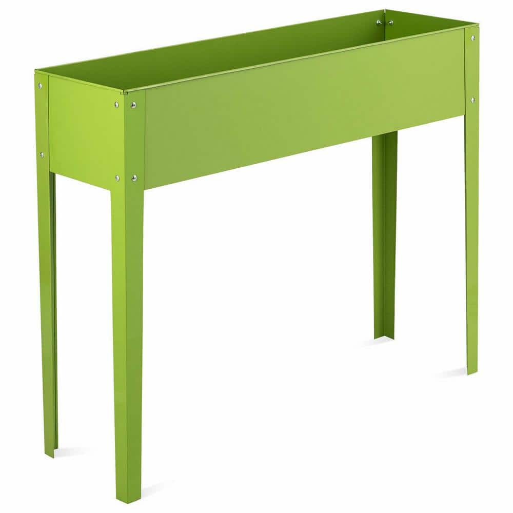 40 in. W x 13 in. D x 31.50 in. H Green Galvanized Steel Elevated Planter Box, Garden Raised Bed, Drain Hole - Hercitys
