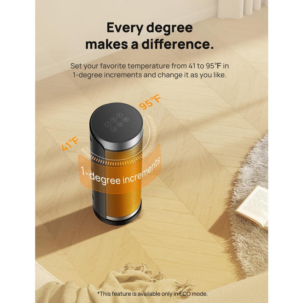 1500-Watt Solaris Plus PTC Heating Oscillating 15 in. Tower Space Heater with Remote Silver - Hercitys