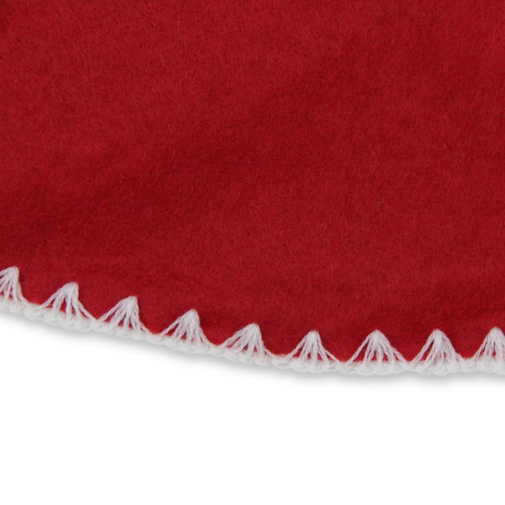 26 in. Cardinal Red and White Shell Stitching Mini Christmas Tree Skirt - Hercitys