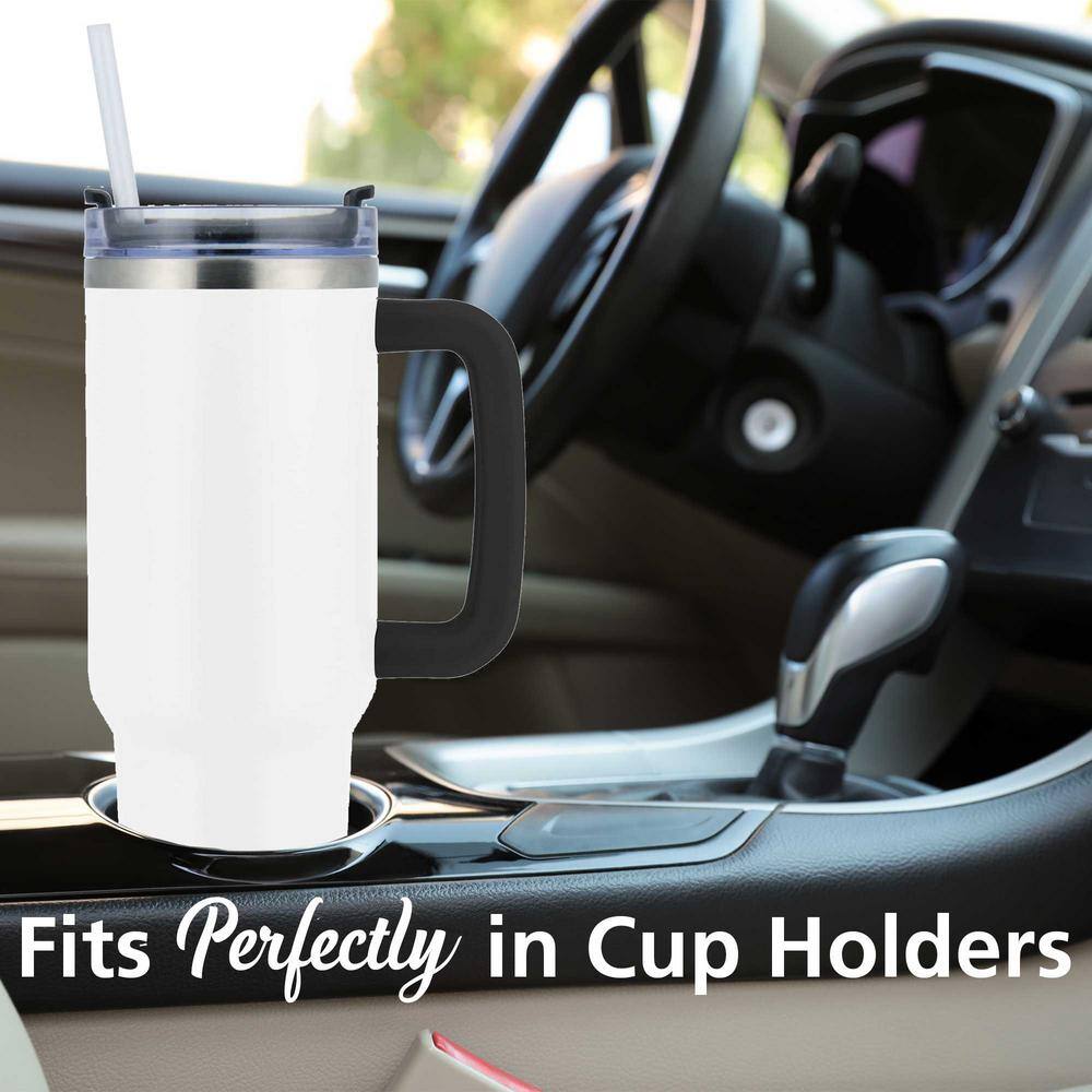 40 Oz. Insulated Cream Stainless Steel Tumbler with Lid and Straw - Hercitys