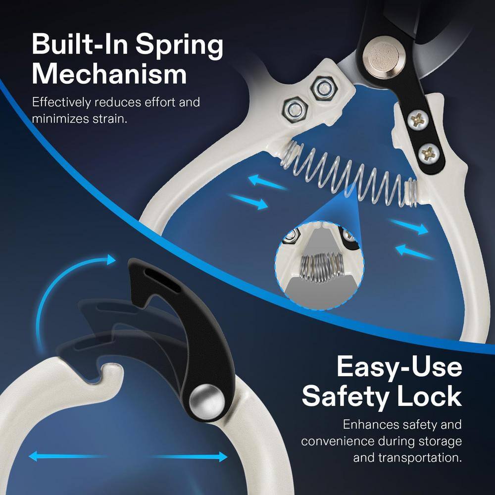 2.2 in. Pruning Shears with Bypass SK5 Blades and Q-Shaped Handle - Hercitys