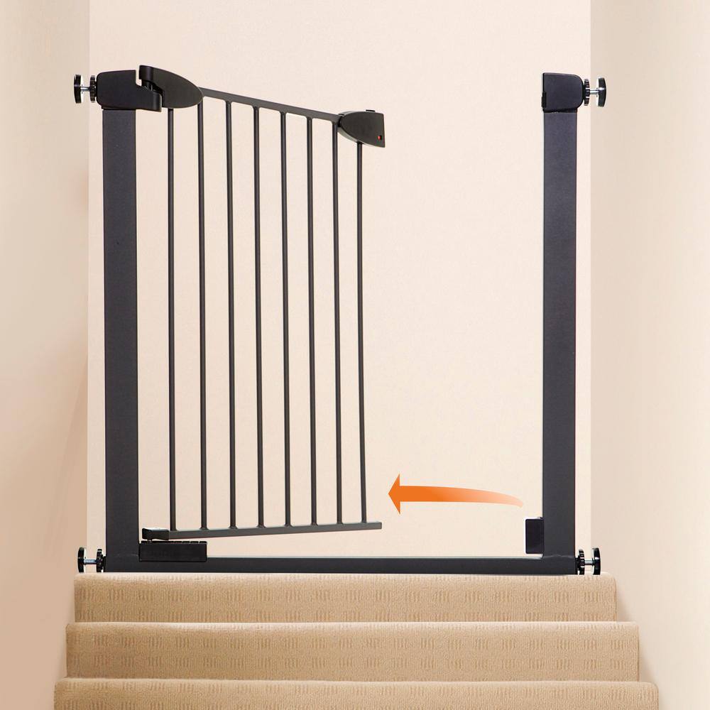 29in Tall Metal Boston 29.5 in.-38 in. W Pressure Mounted Auto-Close Baby Gate – Black - Hercitys