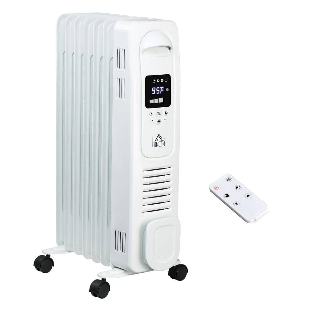 1500W Electric Ceramic Space Heater, Freestanding 161 Sq. ft. Heater with 3 Modes, Timer, and Remote, White - Hercitys