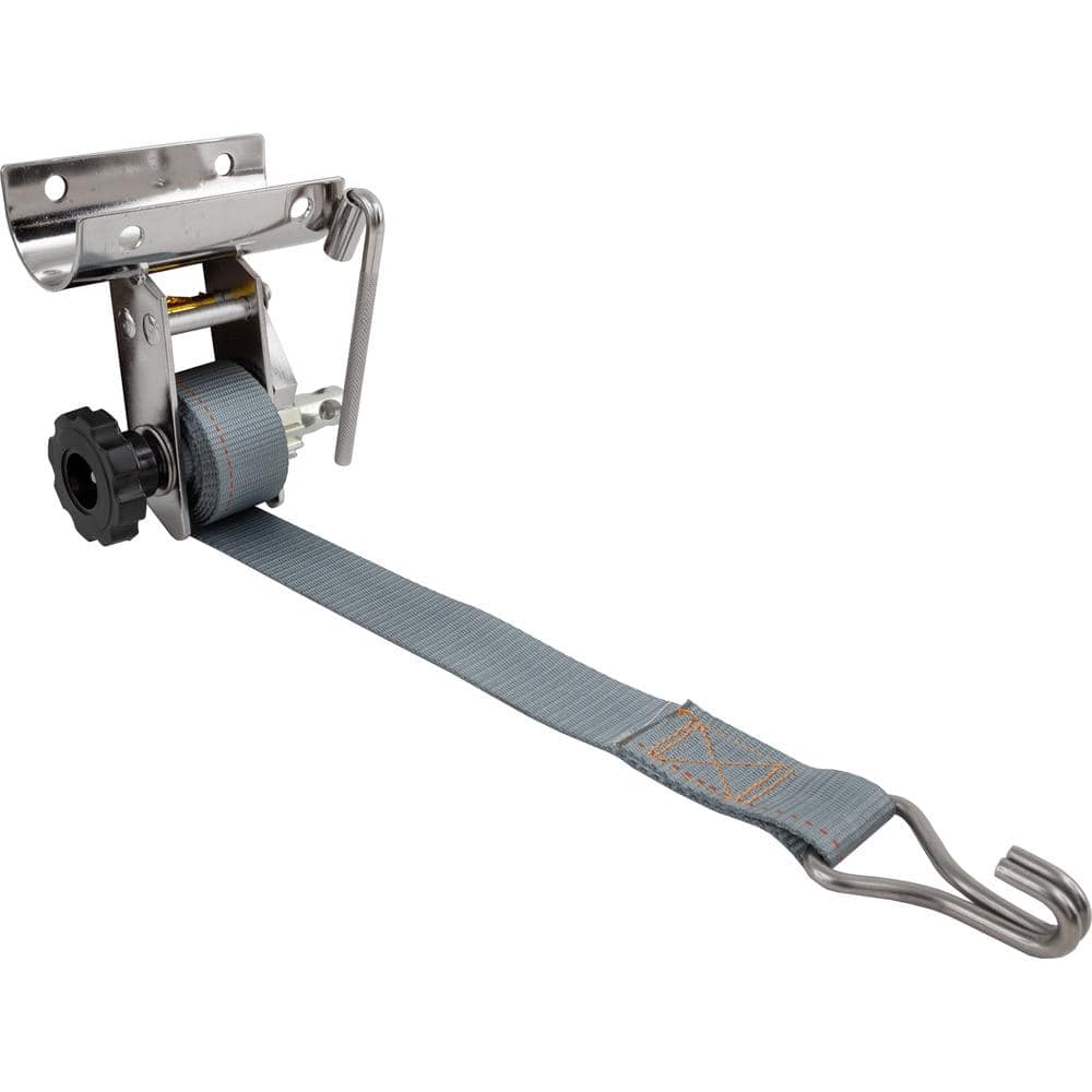 1-1/2 in. x 7 Foot Stainless Steel Ladder Rack Ratchet Tie Down Tube Mount with Double J Hooks - Hercitys