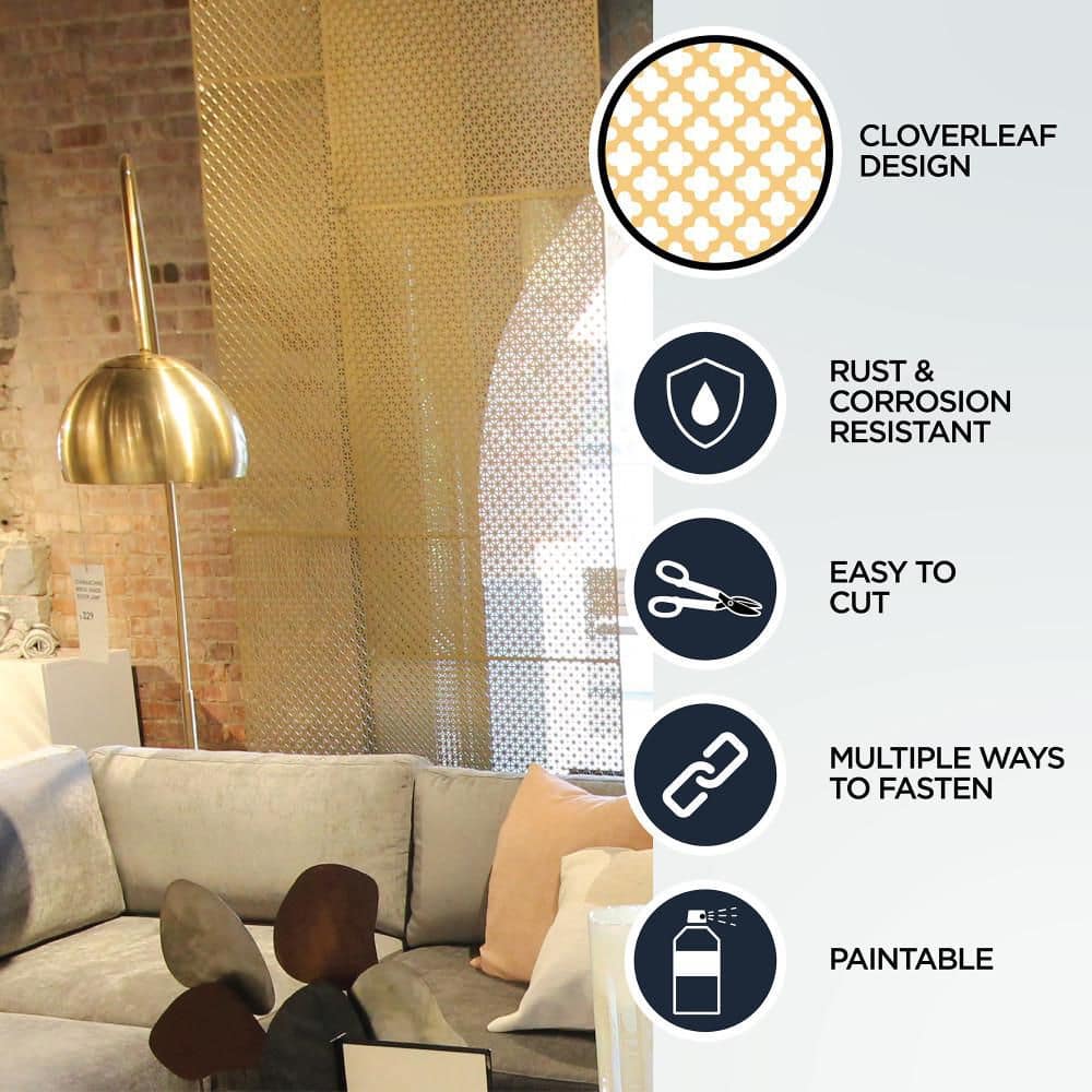36 in. x 36 in. Cloverleaf Aluminum Sheet in Brass - Hercitys