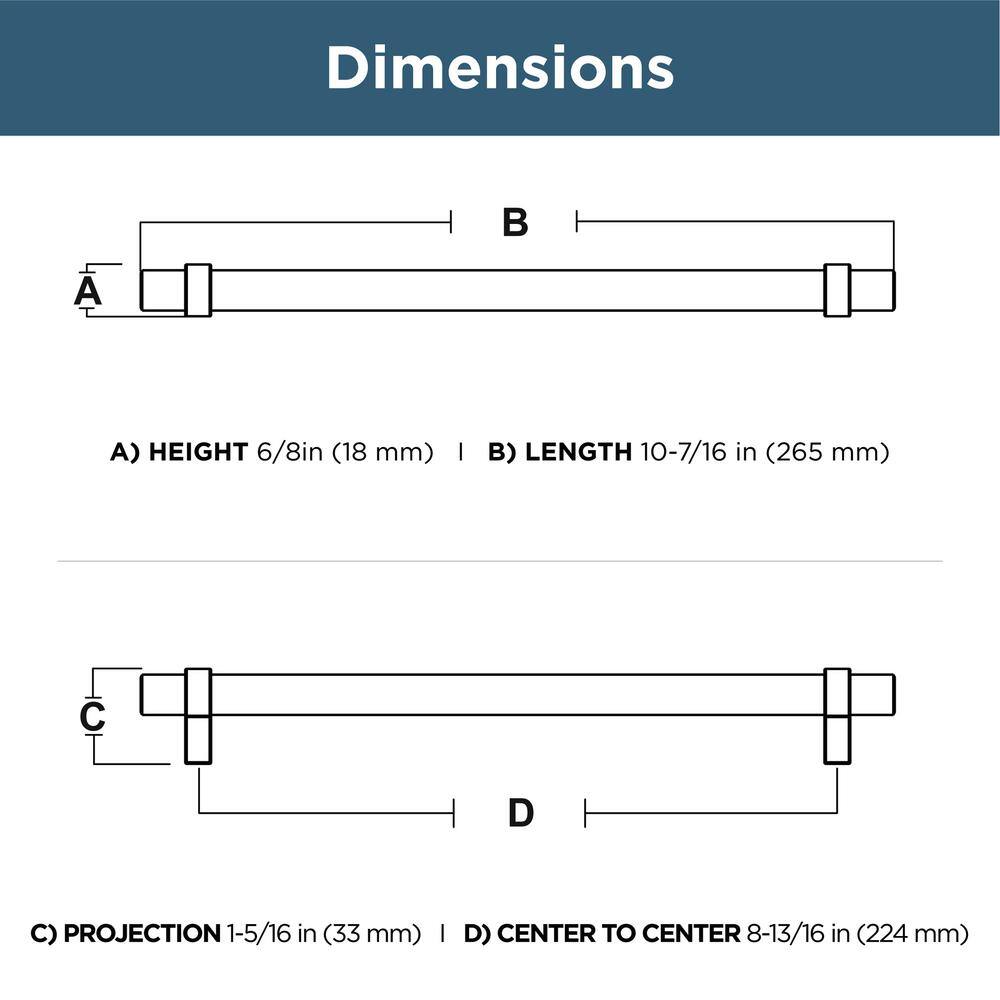 30-Pack Simple Wrapped Bar 8-13/16 in. (224 mm) Classic Matte Black Cabinet Drawer Pulls - Hercitys